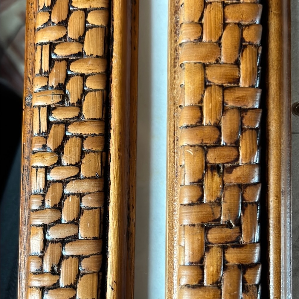 Pair of Solid Pine, Basketweave, Matching Photo Frames - Picture 3 of 3